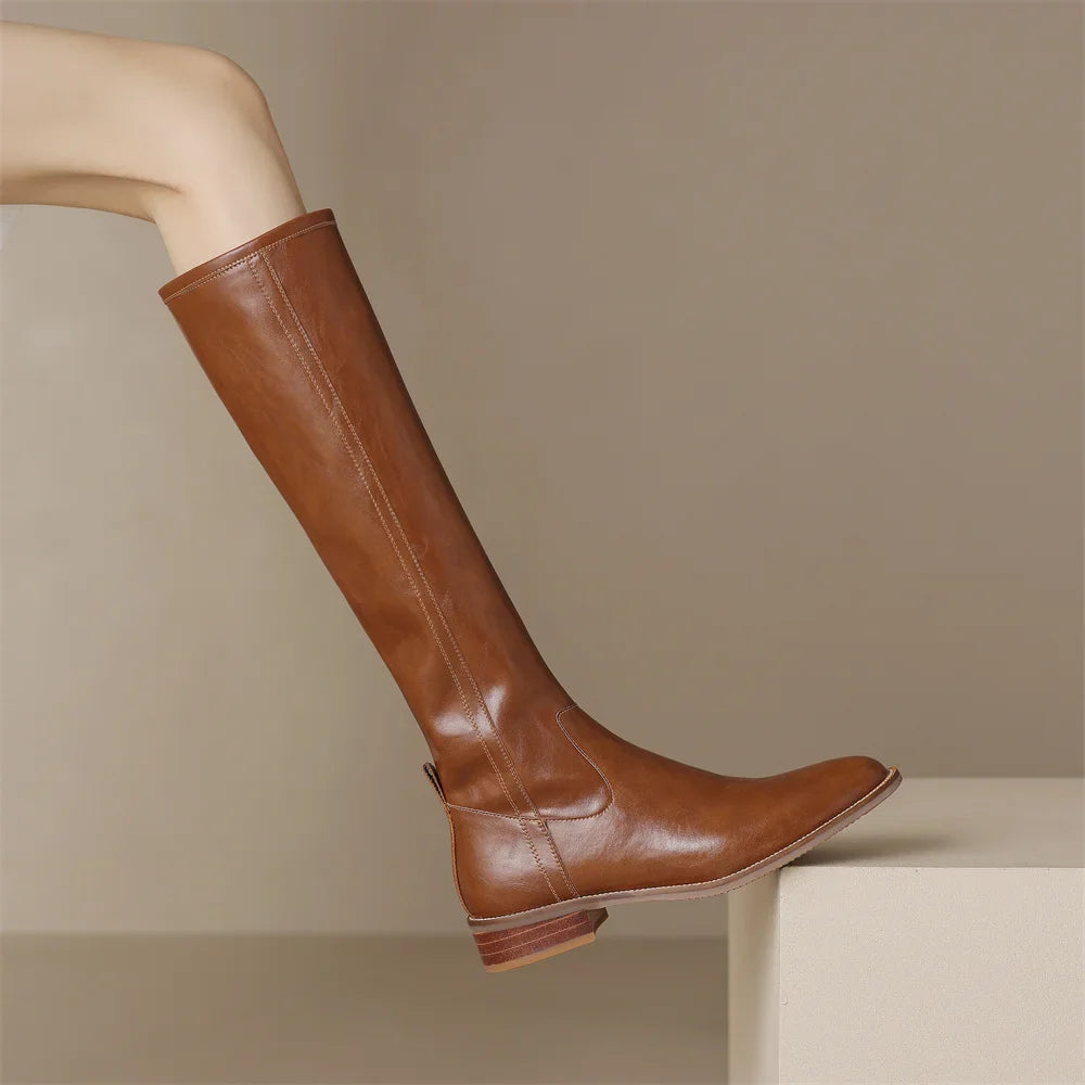Classic genuine leather ankle boots for women | Adeline -9