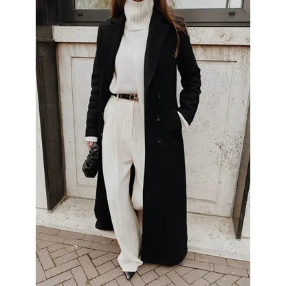 Longline tailored coat with notched lapels for women | Celeste
