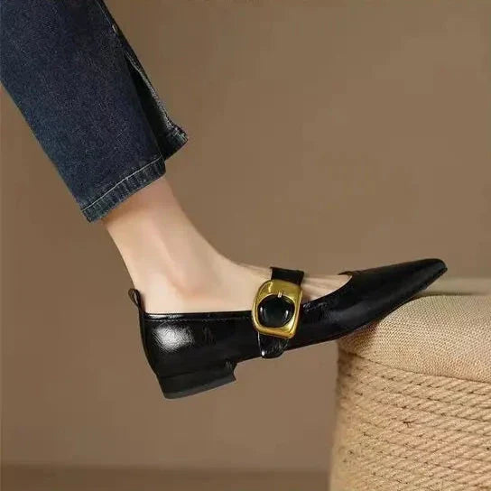 Pointed Toe Buckle Detail Flat Shoes for women | Corinne