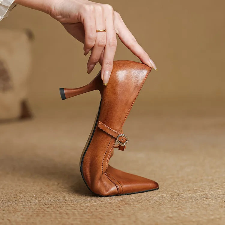 Pointed Toe Buckle Strap Stiletto Heels for women | Alessandra