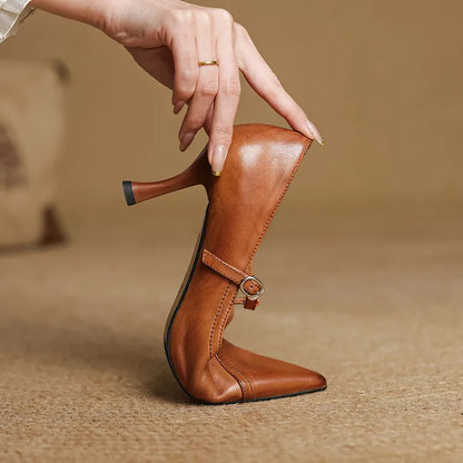 Pointed Toe Buckle Strap Stiletto Heels for women | Alessandra