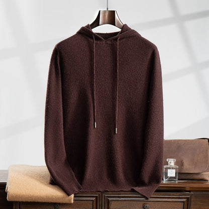 Lightweight relaxed knit hoodie with ribbed trim for men | Alvara