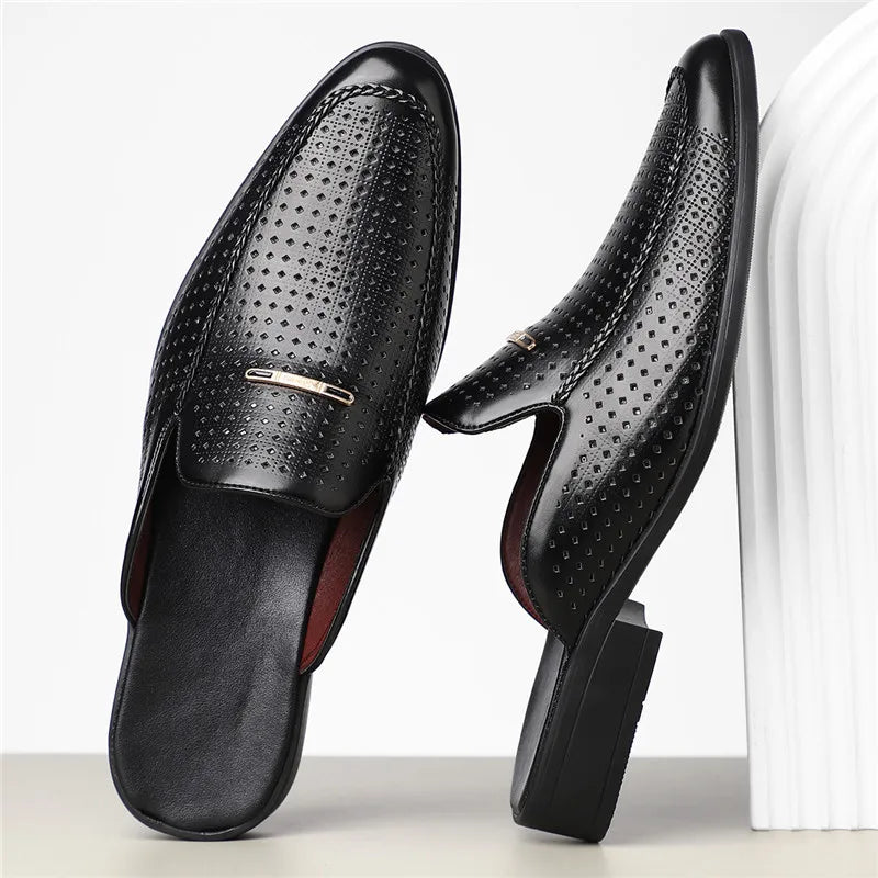 Classic genuine leather slip-on slides for men | Capri -9