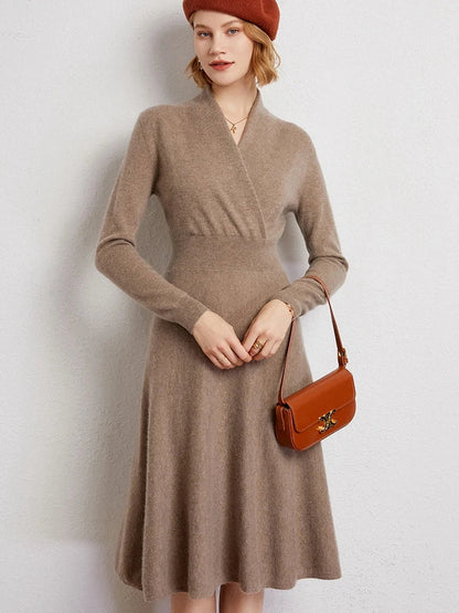 Ultrasoft wrap midi dress with long sleeves for women | Matilda Étoile