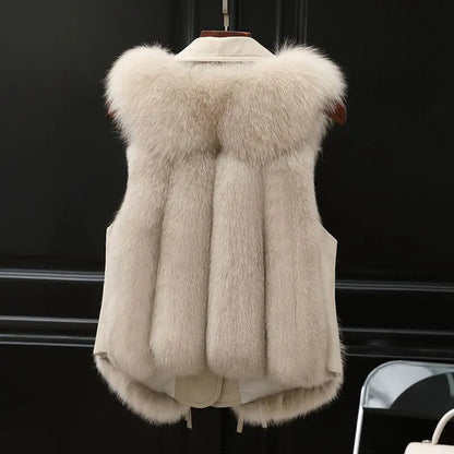 Warm faux-fur sleeveless layering vest for women | Regal Fur -2