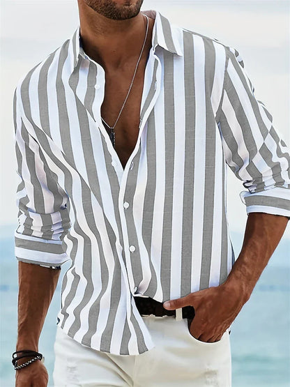 Relaxed striped linen-cotton summer shirt for men | James -6