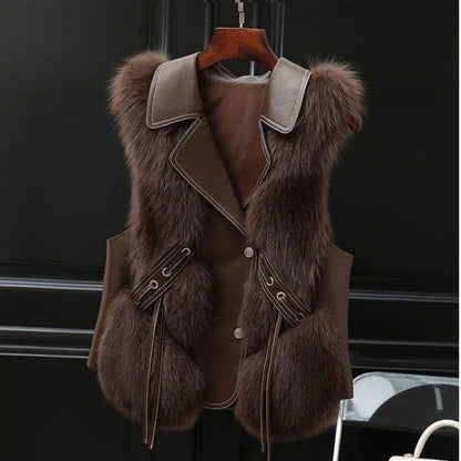 Warm faux-fur sleeveless layering vest for women | Regal Fur -5