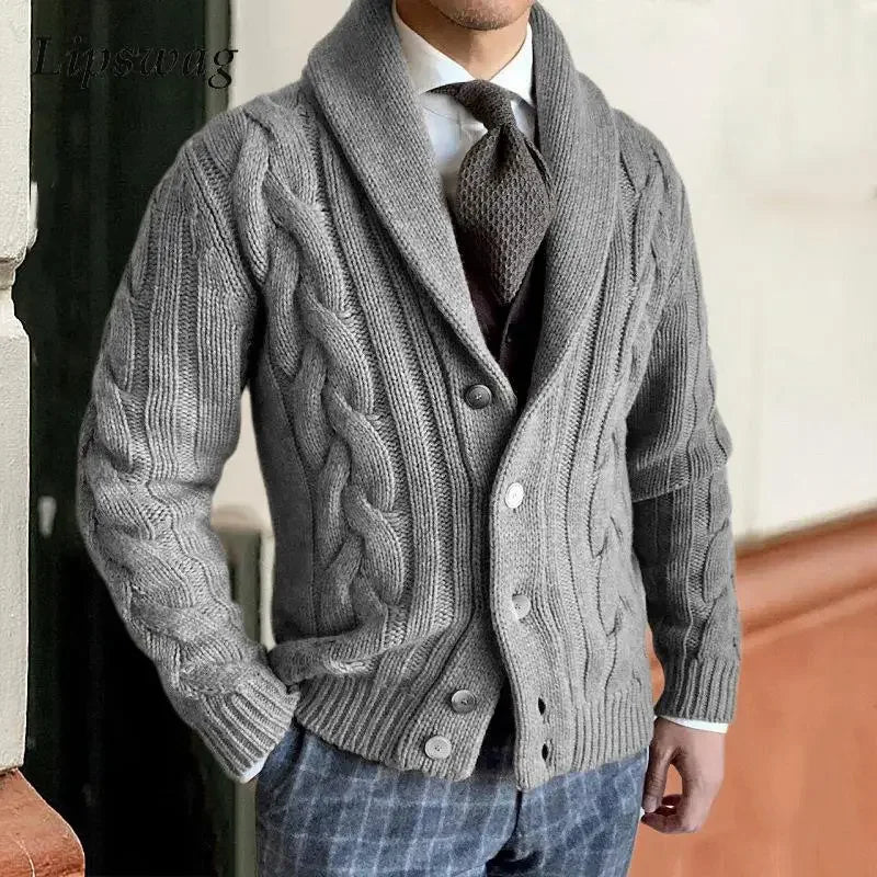 Tailored button-front knit cardigan for men | Brock London