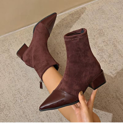 Elegant block-heel suede ankle boots for women | Gracia -14