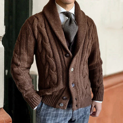 Tailored button-front knit cardigan for men | Brock London