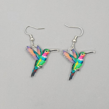 Stained glass hummingbird enamel earrings for women | Aurora Finch