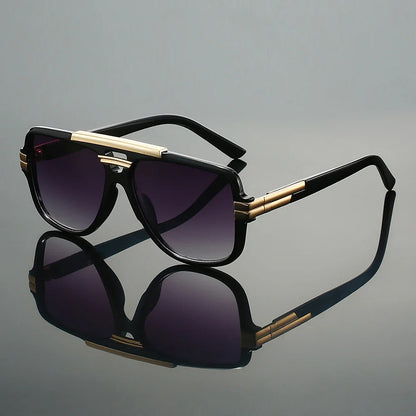 Oversized square aviator sunglasses with metal accent bar for men | Zevron