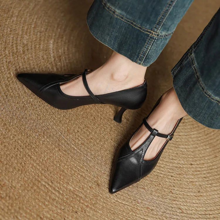 Pointed Toe Buckle Strap Stiletto Heels for women | Alessandra