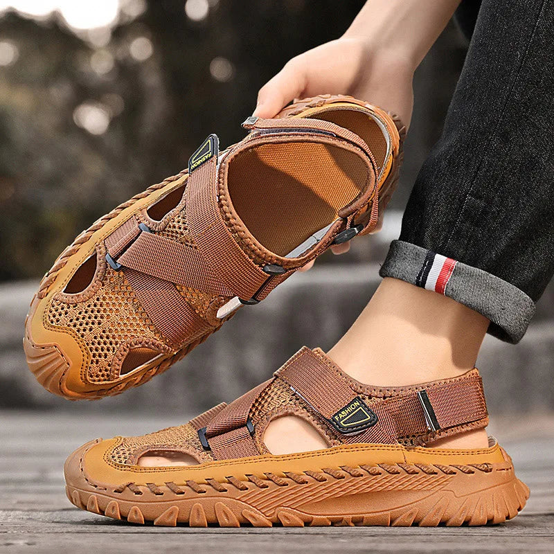 Closed toe hiking sandals with breathable mesh upper for men | Tavros