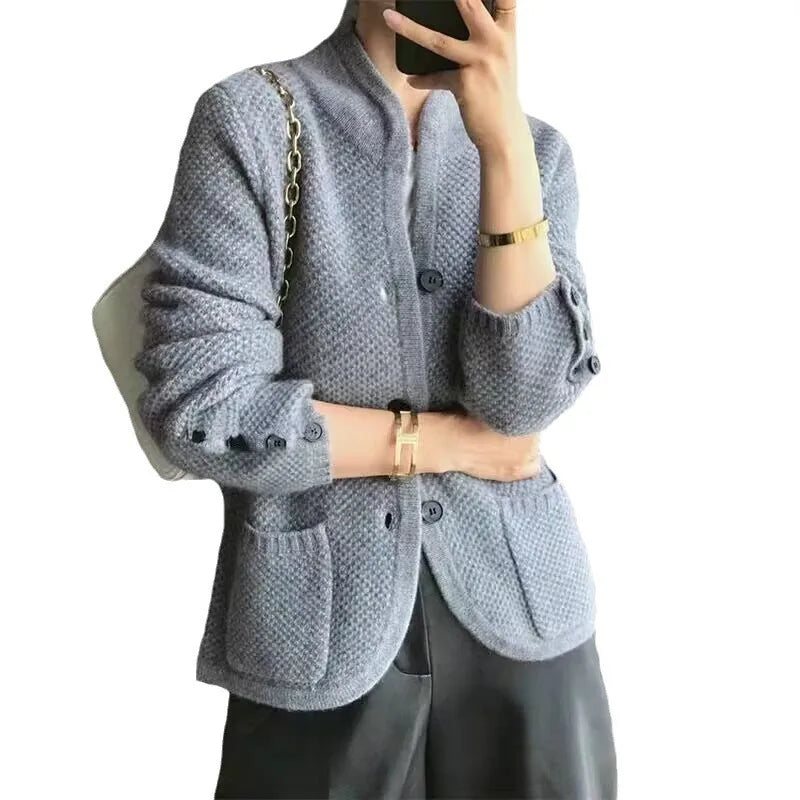 Half-neck tailored knit cardigan for men | Grace Élise