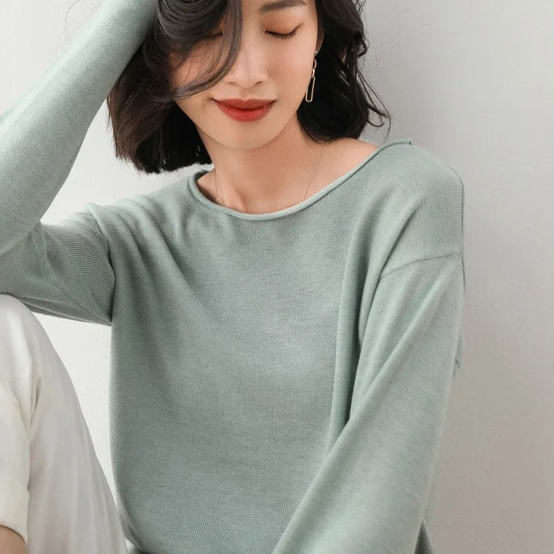 Lightweight fine knit relaxed top for women | Elara Mist