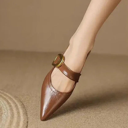 Pointed Toe Buckle Detail Flat Shoes for women | Corinne
