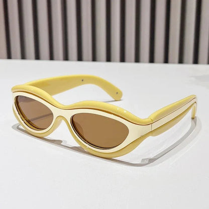 Bold sculpted oval frame UV protection sunglasses for women | Zephira