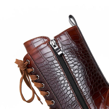 Western-inspired lace-up block heel boots for women | Izzy Ryder
