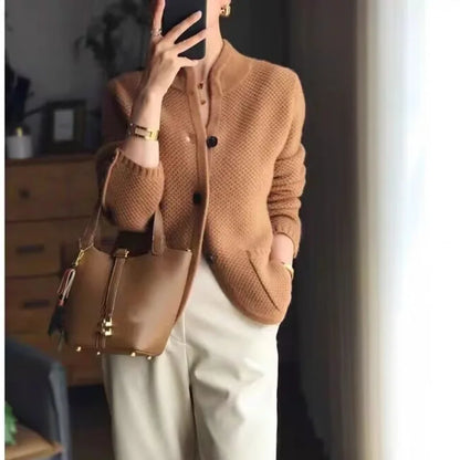Half-neck tailored knit cardigan for men | Grace Élise
