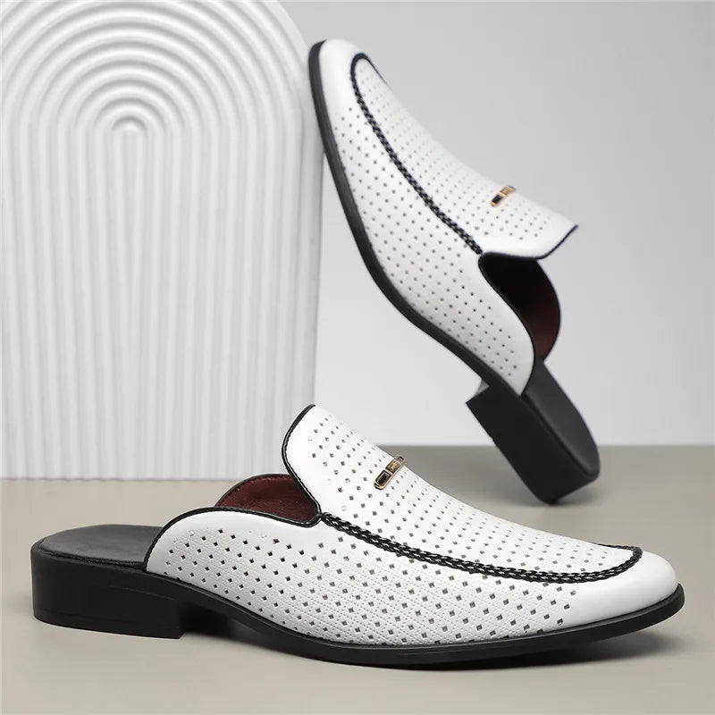 Classic genuine leather slip-on slides for men | Capri -8