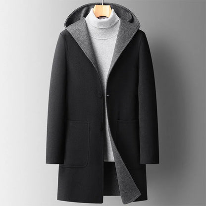 Classic Hooded Mid Length Overcoat for men | Arden