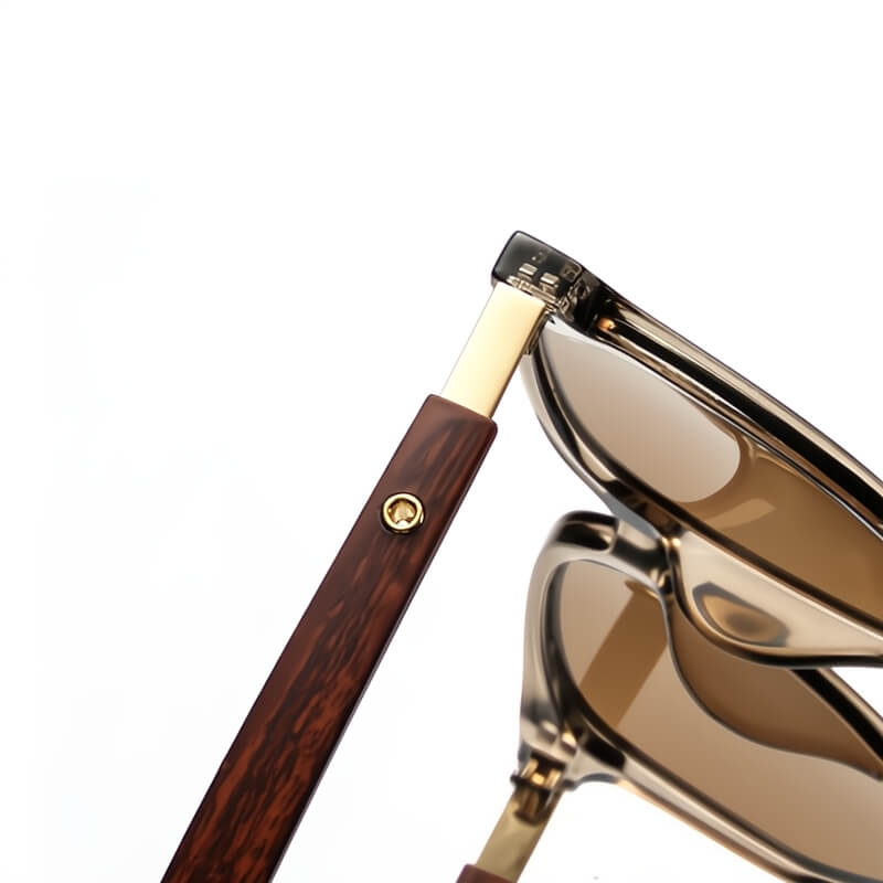Classic frame sunglasses with handcrafted wood arms for men | Bravon