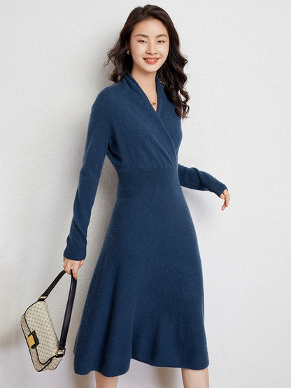 Ultrasoft wrap midi dress with long sleeves for women | Matilda Étoile