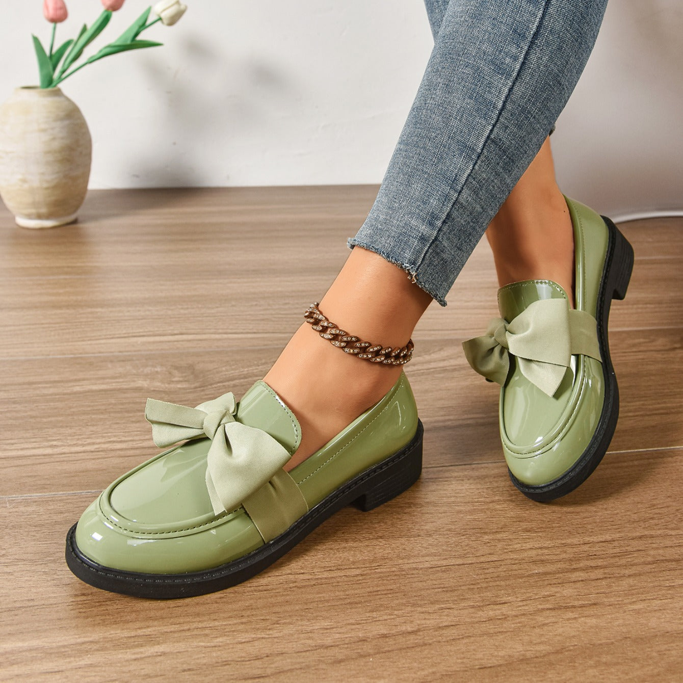Classic Bow Detail Platform Loafers for women | Mirel