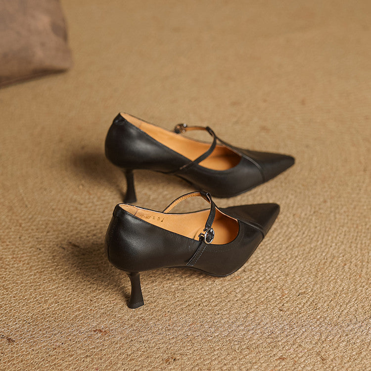 Pointed Toe Buckle Strap Stiletto Heels for women | Alessandra