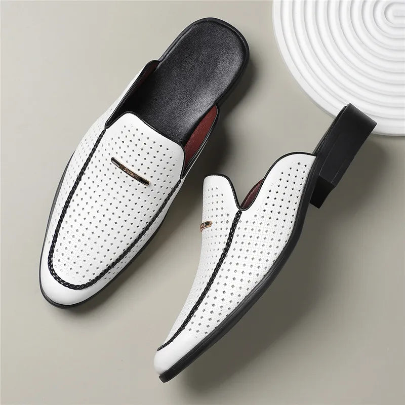 Classic genuine leather slip-on slides for men | Capri -7