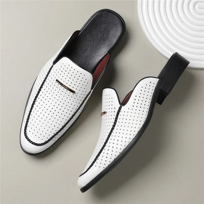 Classic genuine leather slip-on slides for men | Capri -7