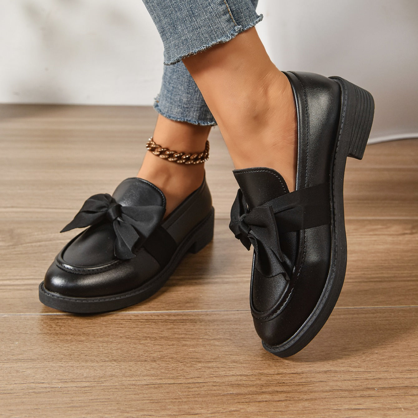Classic Bow Detail Platform Loafers for women | Mirel