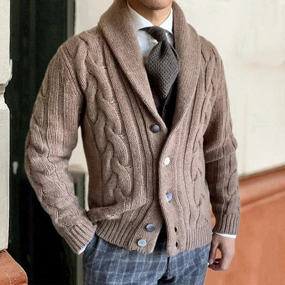 Tailored button-front knit cardigan for men | Brock London