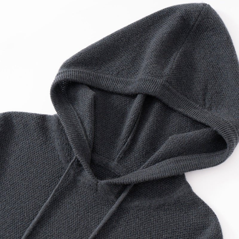 Lightweight relaxed knit hoodie with ribbed trim for men | Alvara