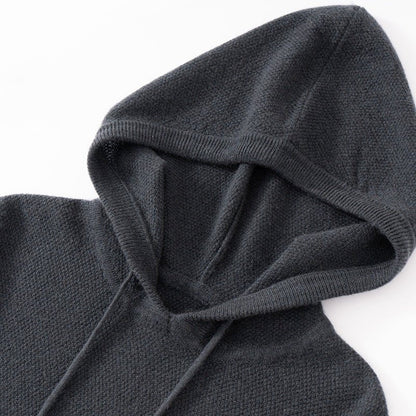 Lightweight relaxed knit hoodie with ribbed trim for men | Alvara