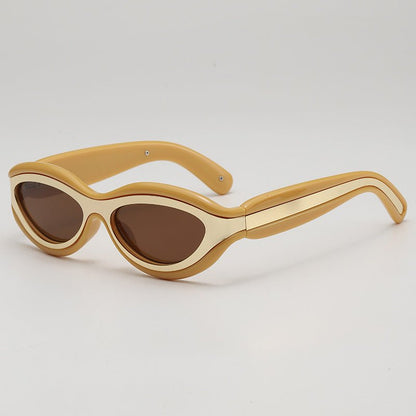 Bold sculpted oval frame UV protection sunglasses for women | Zephira