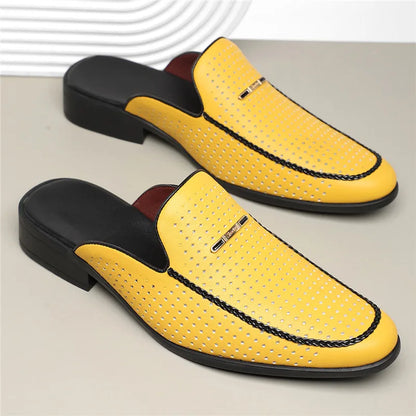 Classic genuine leather slip-on slides for men | Capri -10
