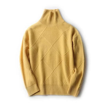 Diamond knit turtleneck sweater for women | Allegra Lumière