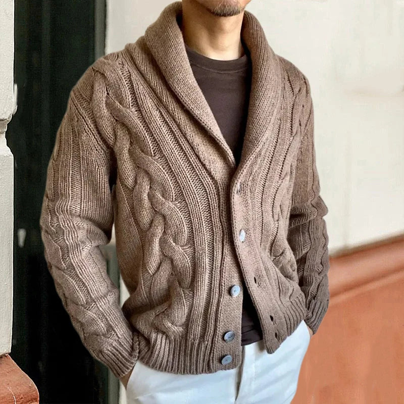 Tailored button-front knit cardigan for men | Brock London