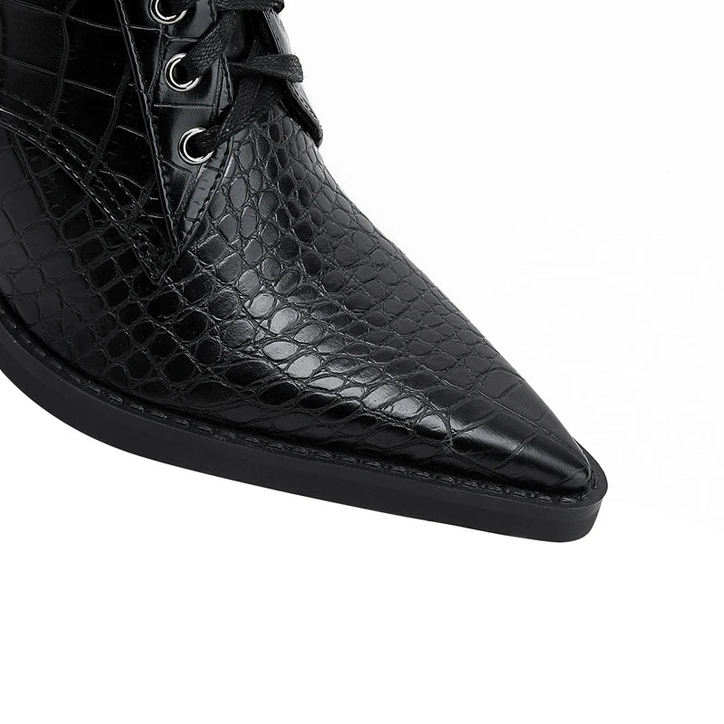 Western-inspired lace-up block heel boots for women | Izzy Ryder