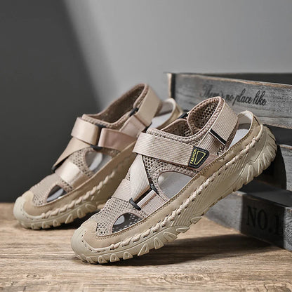 Closed toe hiking sandals with breathable mesh upper for men | Tavros