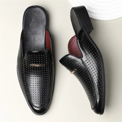 Classic genuine leather slip-on slides for men | Capri -11