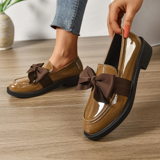 Classic Bow Detail Platform Loafers for women | Mirel