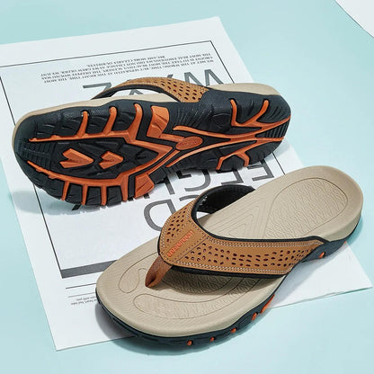 Athletic flip flops with structured arch support for men | Torin