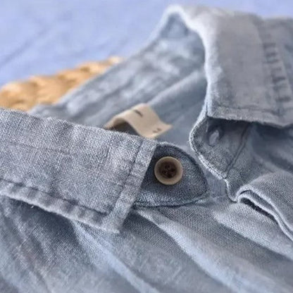 Classic breathable long-sleeve linen shirt for men | Pacific -5