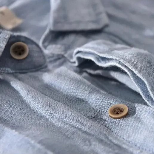 Classic breathable long-sleeve linen shirt for men | Pacific -9