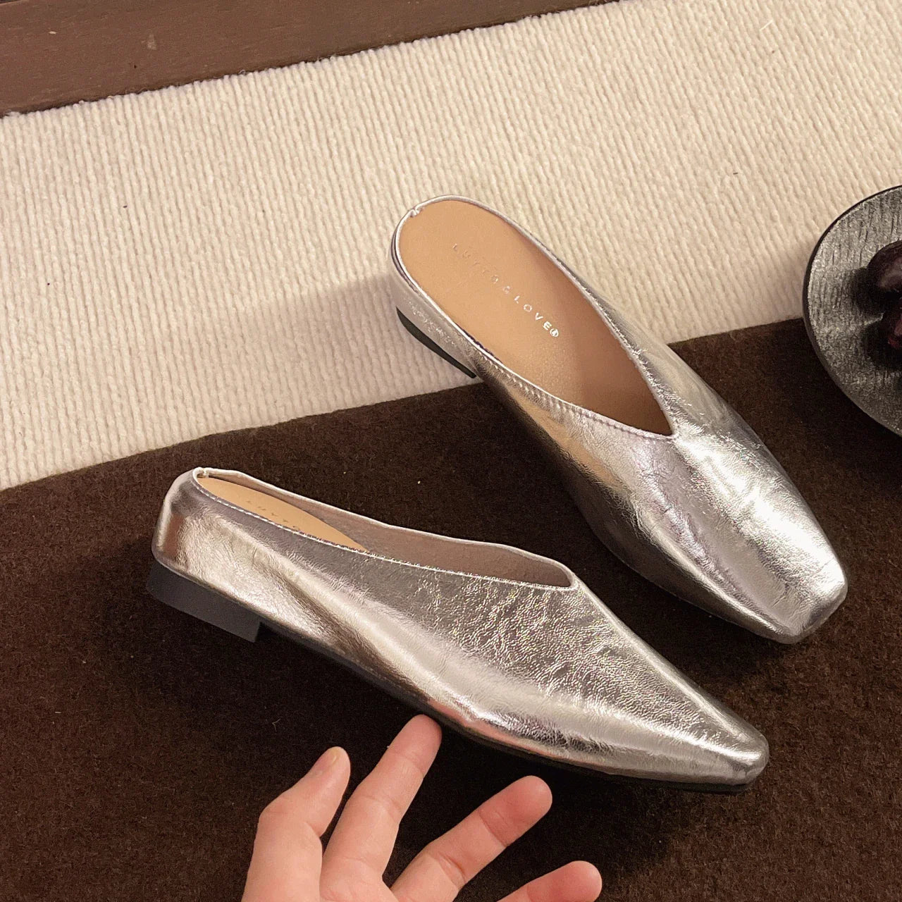 Lightweight flattering vegan leather slip-on flats for women | Vale -10