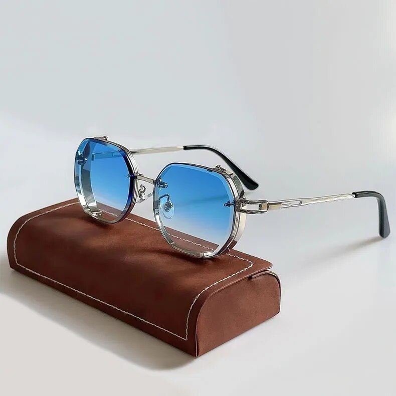 Vintage style polarised aluminium frame sunglasses for men | Steampunk -4