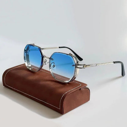 Vintage style polarised aluminium frame sunglasses for men | Steampunk -4